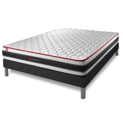 Somness Ensemble matelas ressorts ensaches et memoire de forme sommier kit noir