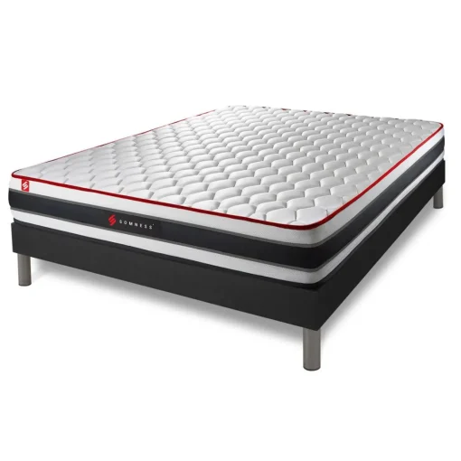Somness Ensemble matelas ressorts ensaches et memoire de forme sommier kit noir