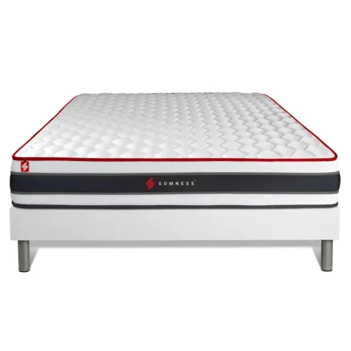 Somness Ensemble matelas ressorts ensaches et memoire de forme et sommier kit blanc Online