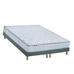 Selenia Ensemble Matelas Ressorts 7 zones COSMA + Sommier - Made in France - Sommier Vert céladon Clearance
