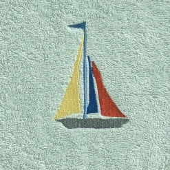 Becquet Essuie-mains rond brodé bateau SAILOR vert d'eau Vert d'eau Discount