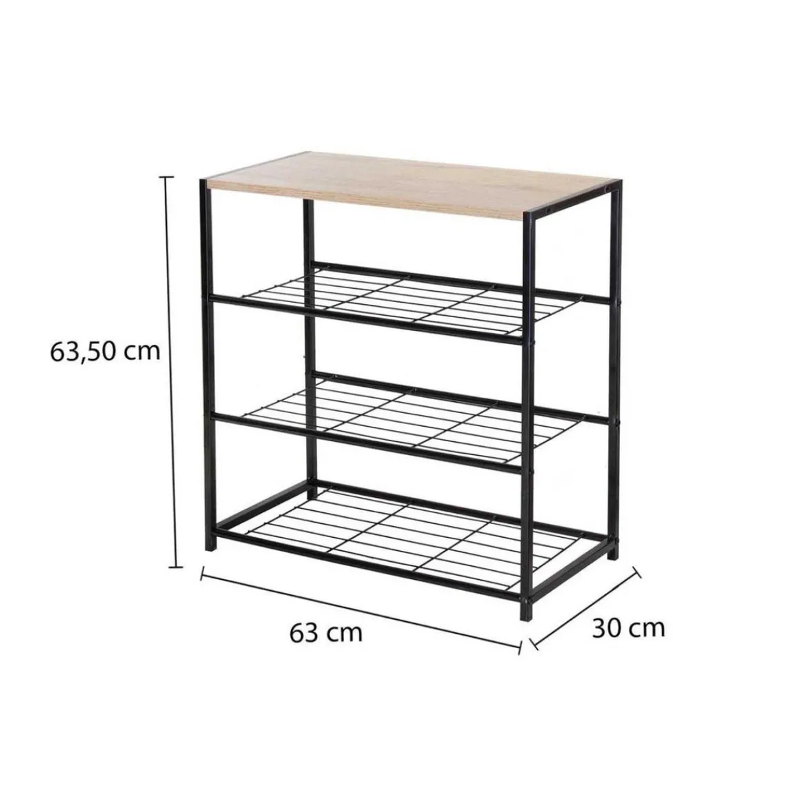 Calicosy Etagère à chaussures 4 niveaux en acier et en bois Beige Discount