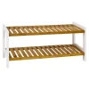 3S. x Home Etagère à chaussures bois et bambou deux niveaux New
