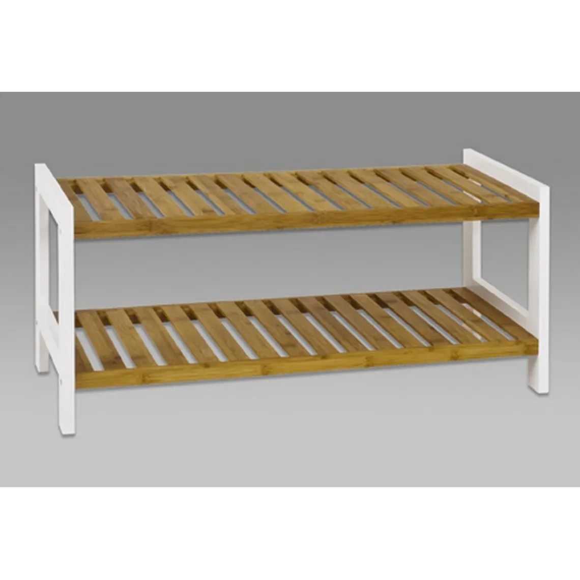 3S. x Home Etagère à chaussures bois et bambou deux niveaux New