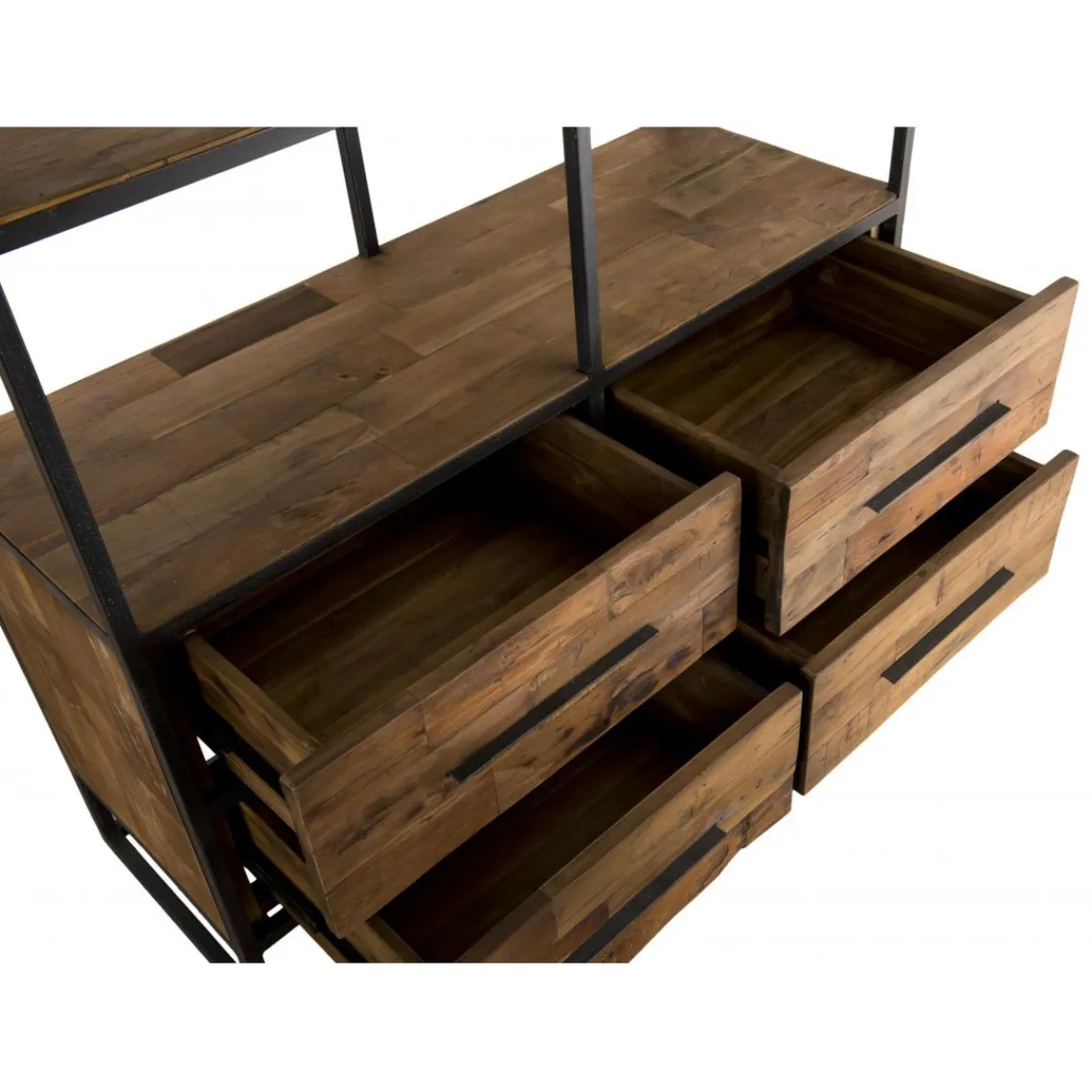 Macabane Etagère 4 Niveaux SIXTINE 4 Tiroirs Bois Teck Recyclé Et Métal Online