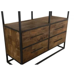 Macabane Etagère 4 Niveaux SIXTINE 4 Tiroirs Bois Teck Recyclé Et Métal Online