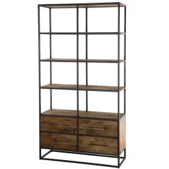 Macabane Etagère 4 Niveaux SIXTINE 4 Tiroirs Bois Teck Recyclé Et Métal Online