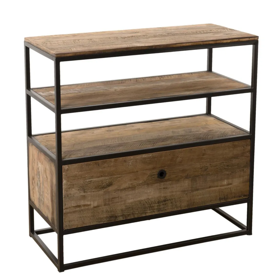 Macabane Etagère 1 Tiroir ALIDA Bois Teck Recyclé Acacia Mahogany Et Métal Sale