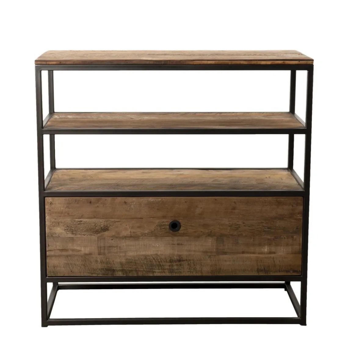 Macabane Etagère 1 Tiroir ALIDA Bois Teck Recyclé Acacia Mahogany Et Métal Sale