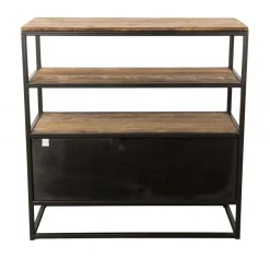 Macabane Etagère 1 Tiroir ALIDA Bois Teck Recyclé Acacia Mahogany Et Métal Sale