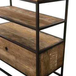 Macabane Etagère 1 Tiroir ALIDA Bois Teck Recyclé Acacia Mahogany Et Métal Sale
