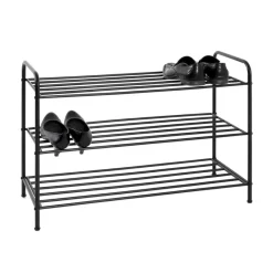 3S. x Home Etagère chaussures acier laqué noir 3 étages Discount