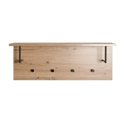 3S. x Home Etagère murale bois et métal 4 crochets noirs Hot