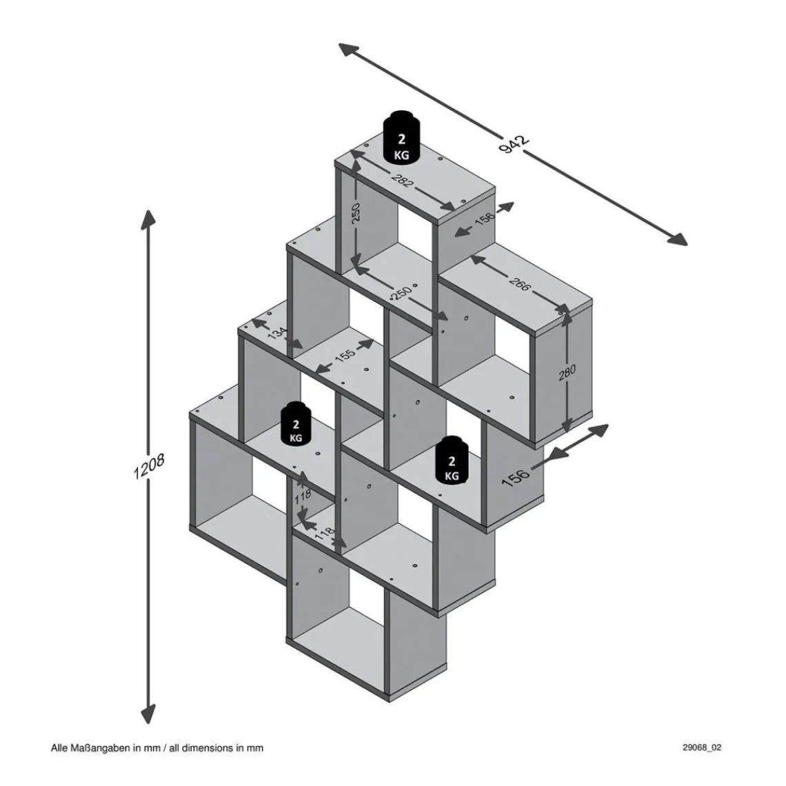 Calicosy Etagère Murale Flottante 11 Compartiments Laurio Discount