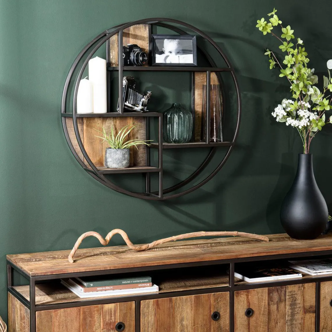 Macabane Etagère murale ronde SIXTINE 3 niveaux 3 niches Discount