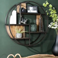 Macabane Etagère murale ronde SIXTINE 3 niveaux 3 niches Discount