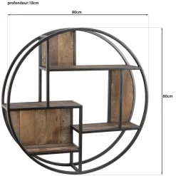 Macabane Etagère murale ronde SIXTINE 3 niveaux 3 niches Discount