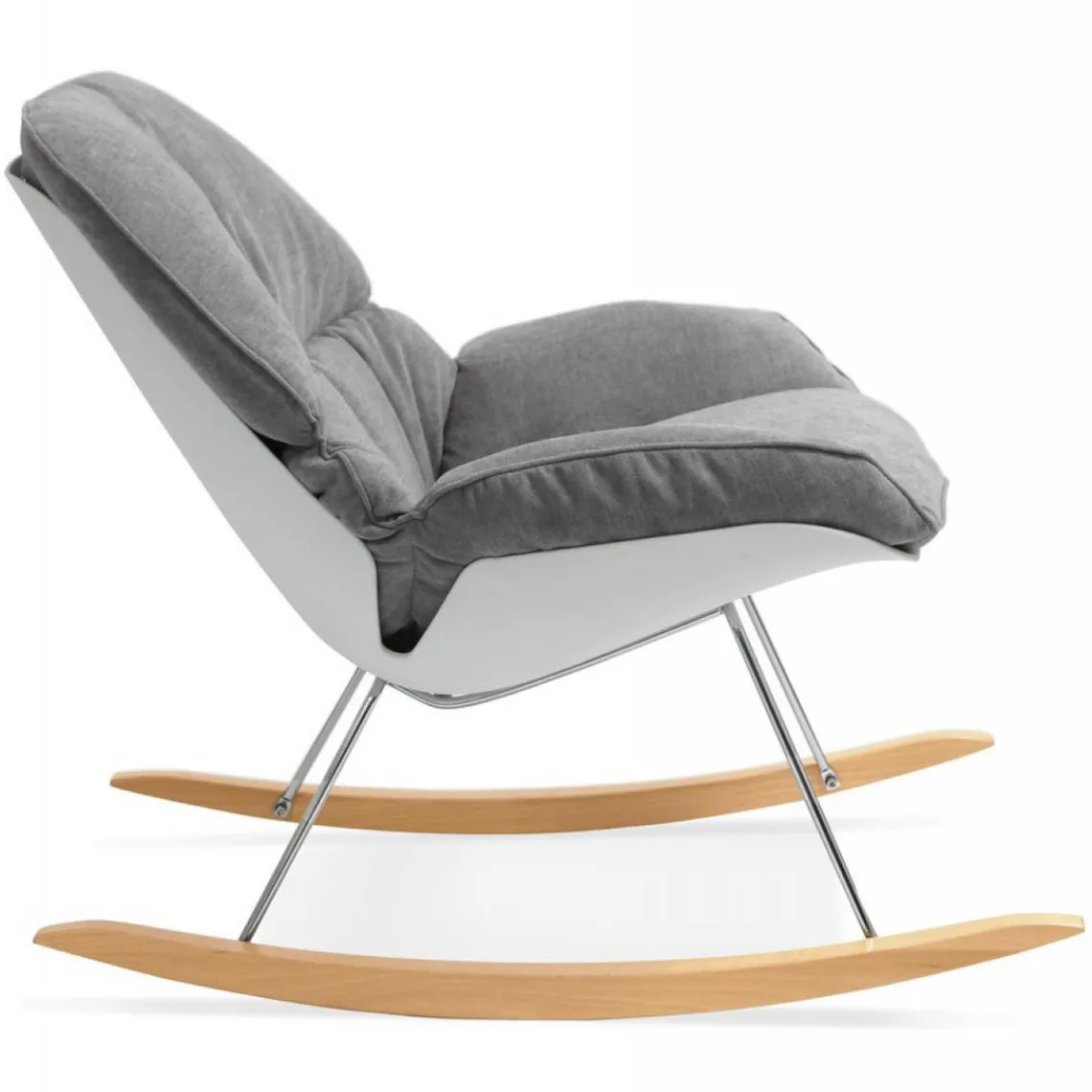 ALTEREGO Fauteuil à Bascule En Tissu Gris MICKY New