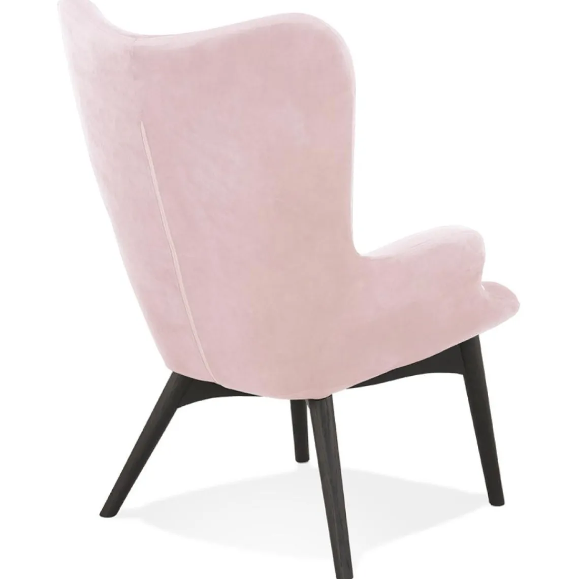 ALTEREGO Fauteuil à oreilles 'RUBEN' en velours rose et pieds en bois noir Sale