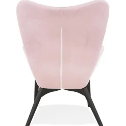 ALTEREGO Fauteuil à oreilles 'RUBEN' en velours rose et pieds en bois noir Sale