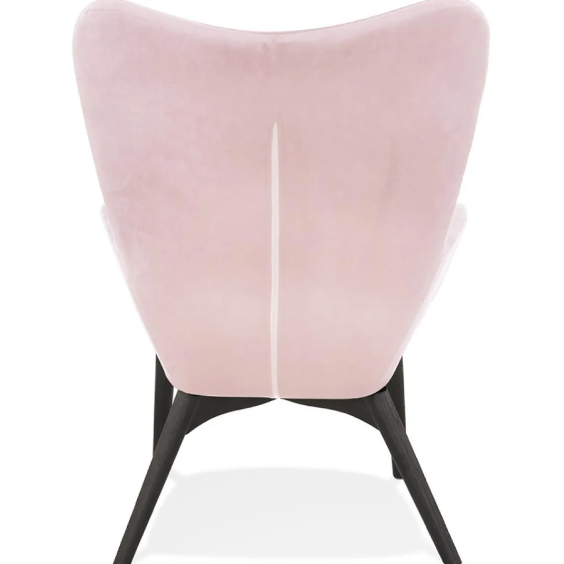 ALTEREGO Fauteuil à oreilles 'RUBEN' en velours rose et pieds en bois noir Sale