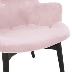 ALTEREGO Fauteuil à oreilles 'RUBEN' en velours rose et pieds en bois noir Sale