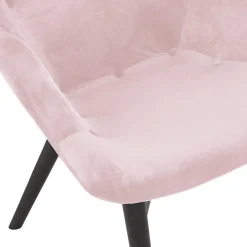 ALTEREGO Fauteuil à oreilles 'RUBEN' en velours rose et pieds en bois noir Sale