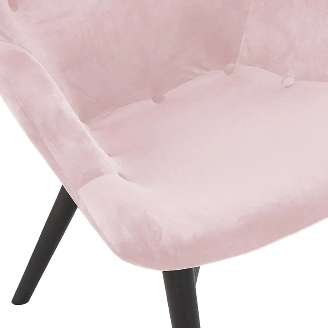 ALTEREGO Fauteuil à oreilles 'RUBEN' en velours rose et pieds en bois noir Sale