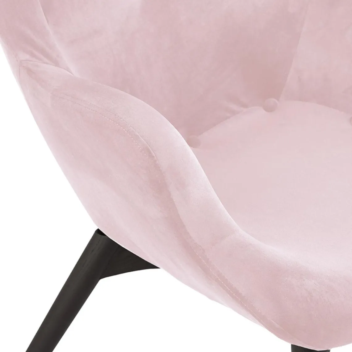 ALTEREGO Fauteuil à oreilles 'RUBEN' en velours rose et pieds en bois noir Sale