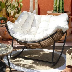 3S. x Home Fauteuil A Bascule Coussin Beige Hot