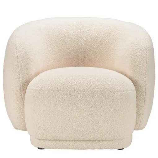 Macabane Fauteuil arrondi en tissu bouclette écru LEOPOLD Beige Best