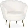 3S. x Home Fauteuil arrondi style boudoir glamour Andersen Tissu bouclette Crème Clearance