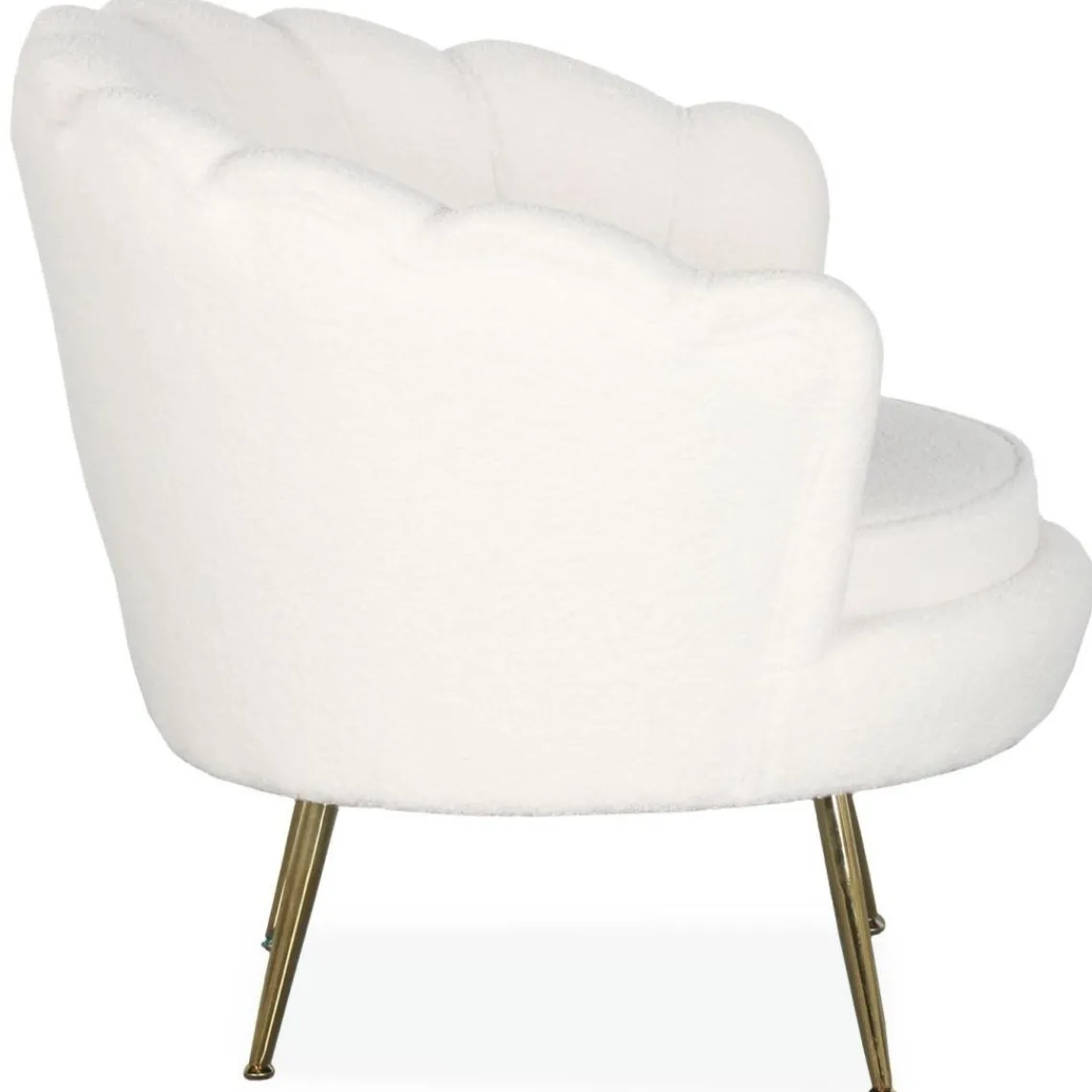 3S. x Home Fauteuil arrondi style boudoir glamour Andersen Tissu bouclette Crème Clearance
