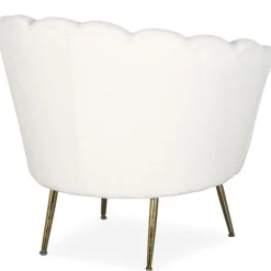 3S. x Home Fauteuil arrondi style boudoir glamour Andersen Tissu bouclette Crème Clearance