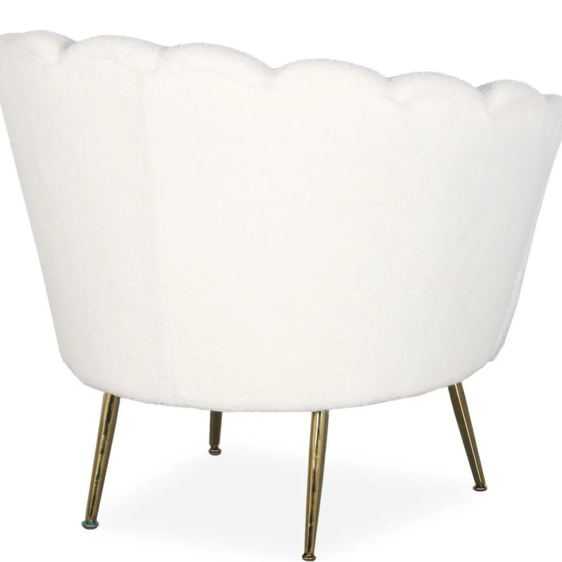 3S. x Home Fauteuil arrondi style boudoir glamour Andersen Tissu bouclette Crème Clearance