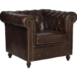 3S. x Home Fauteuil Chester marron en cuir Best