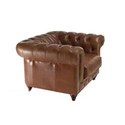 Macabane Fauteuil chesterfield 1 place vintage cuir GASTON