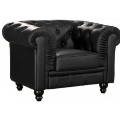 3S. x Home Fauteuil Chesterfield simili Noir Online