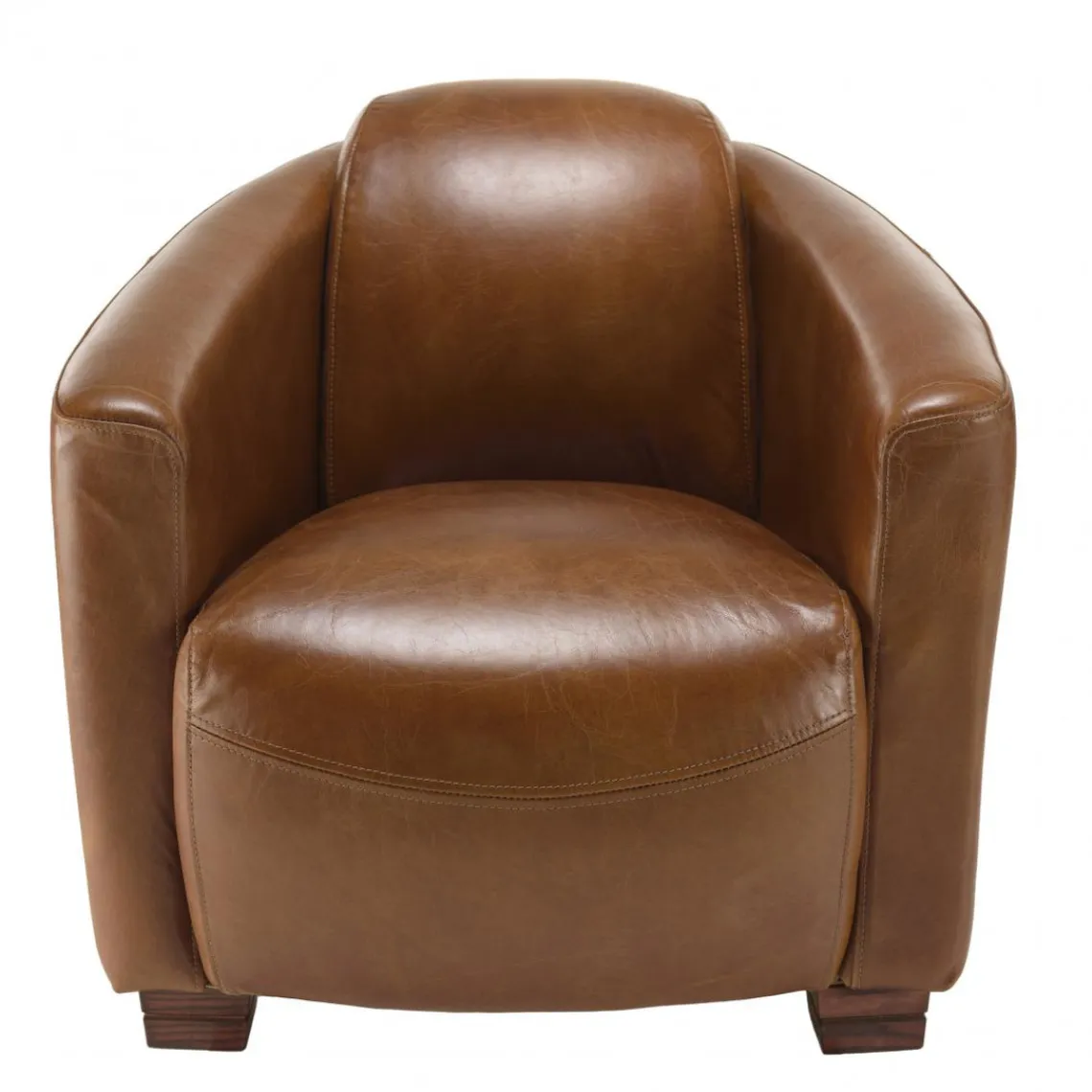 Macabane Fauteuil chicago vintage cuir pieds bois GASTON Hot