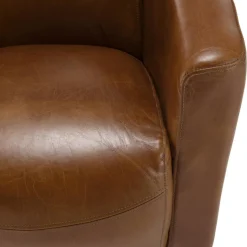 Macabane Fauteuil chicago vintage cuir pieds bois GASTON Hot