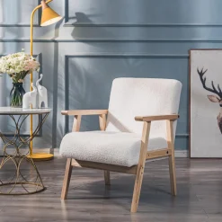 Nordlys Fauteuil de salon avec structure bois blanc Outlet