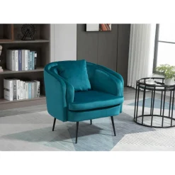 3S. x Home Fauteuil de salon design pieds en métal Bleu New