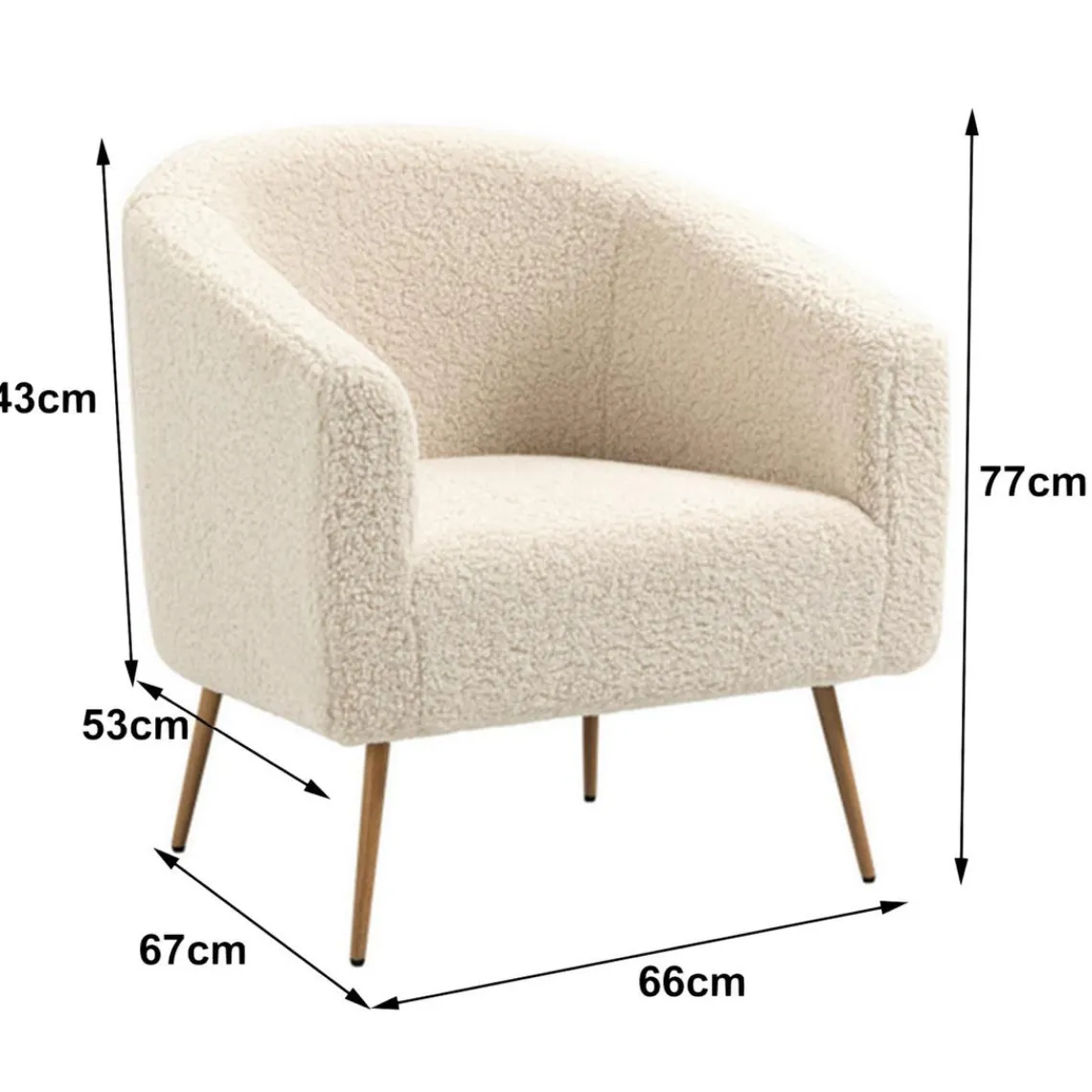 3S. x Home Fauteuil de Salon Scandinave Design Pieds Métal KIRUNA-BLANC BOIS Online