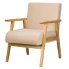 3S. x Home Fauteuil de Salon Scandinave avec Structure Bois LOUIS-BEIGE