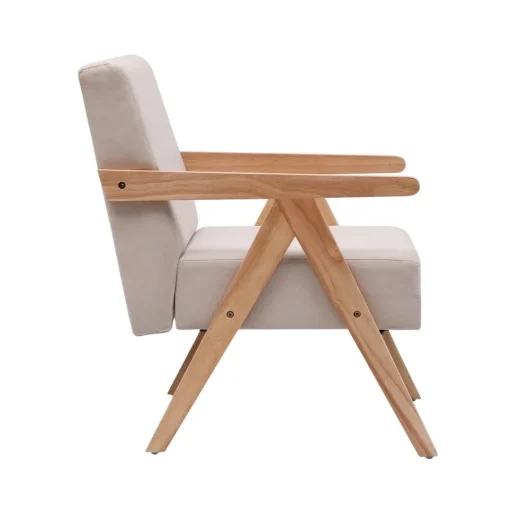 Nordlys Fauteuil de Salon Scandinave avec Structure Bois et Tissu New