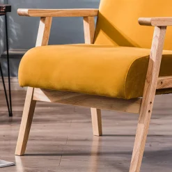 3S. x Home Fauteuil de Salon Scandinave avec Structure Bois LOUIS-JAUNE Hot