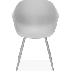 ALTEREGO Fauteuil Design Gris Accoudoirs Arrondi Piétement Gris DERBY New