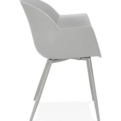 ALTEREGO Fauteuil Design Gris Accoudoirs Arrondi Piétement Gris DERBY New