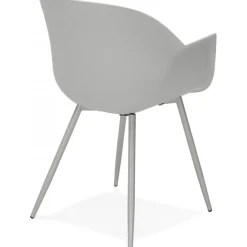 ALTEREGO Fauteuil Design Gris Accoudoirs Arrondi Piétement Gris DERBY New