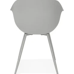 ALTEREGO Fauteuil Design Gris Accoudoirs Arrondi Piétement Gris DERBY New